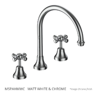 Merino Cross Hob Spa Set - Jumper Valve Matt White &amp; Chrome