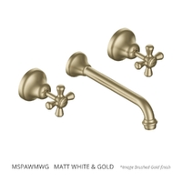 Merino Cross Wall Spa Set - Jumper Valve Matt White &amp; Gold