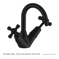 Merino Cross Twin Basin Mixer  - 6  Star - Jumper Valve Brushed Black Sapphire (Lf)