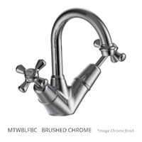 Merino Cross Twin Basin Mixer  - 4  Star - Jumper Valve Brushed Chrome (Lf)