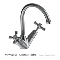 Merino Cross Twin Sink Mixer  - 4  Star - Jumper Valve Satin Chrome (Lf)