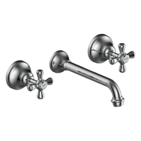 Merino Cross Wall Basin Set - 4 Star - Jumper Valve Chrome (Lf)