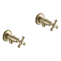 Merino Cross Washing Machine Cocks - Pair - Jumper Valve Brushed Gold