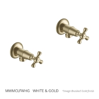 Merino Cross Washing Machine Cocks - Pair - Jumper Valve  White &amp; Gold