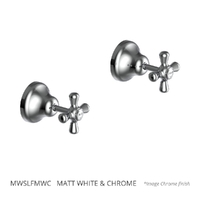 Merino Cross Wall Top Assembly - Jumper Valve Matt White &amp; Chrome (Lf)