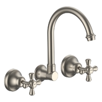 Merino Cross Wall Sink/Laundry Set - 4 Star - Jumper Valve Brushed Nickel (Lf)