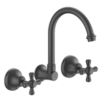 Merino Cross Wall Sink/Laundry Set - 4 Star - Jumper Valve Gunmetal (Lf)