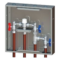 Thermostatic Mixing Valve with Bypass Plumbed In Stainless Steel Box Lead Free AVG