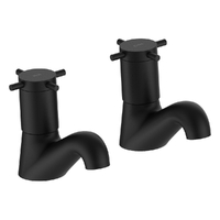Park Cross Pillar Cocks - 4 Star - Pair - 3/4 Turn Ceramic Matt Black (Lf)