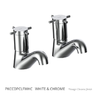 Park Cross Pillar Cocks - 4 Star - Pair - 3/4 Turn Ceramic  White &amp; Chrome (Lf)