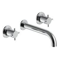 Park Cross Wall Basin Set - 4 Star - 3/4 Turn Ceramic Chrome (Lf)