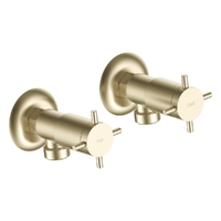 Park Cross Washing Machine Cocks - Pair - 3/4 Turn Ceramic Brushed Gold