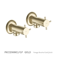 Park Cross Washing Machine Cocks - Pair - 3/4 Turn Ceramic Gold