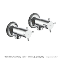 Park Cross Washing Machine Cocks - Pair - 3/4 Turn Ceramic Matt White &amp; Chrome