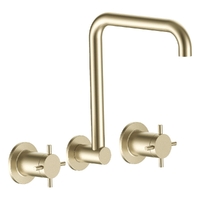 Park Cross Wall Sink/Laundry Set - 4 Star - 3/4 Turn Ceramic Brushed Gold (Lf)