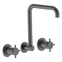 Park Cross Wall Sink/Laundry Set - 4 Star - 3/4 Turn Ceramic Gunmetal (Lf)