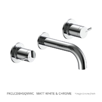 Park Pin Bath Set - 1/4 Turn Ceramic Matt White &amp; Chrome