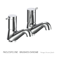 Park Pin Pillar Cocks - 4 Star - Pair - 1/4 Turn Ceramic Brushed Chrome (Lf)