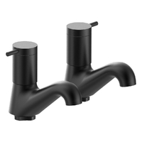 Park Pin Pillar Cocks - 4 Star - Pair - 1/4 Turn Ceramic Matt Black (Lf)