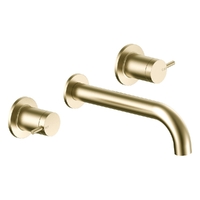 Park Pin Wall Basin Set - 4 Star - 1/4 Turn Ceramic Brushed Gold (Lf)