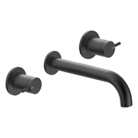 Park Pin Wall Basin Set - 4 Star - 1/4 Turn Ceramic Matt Black (Lf)