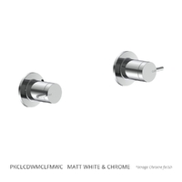Park Pin Washing Machine Cocks - Pair - 1/4 Turn Ceramic Matt White &amp; Chrome