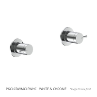 Park Pin Washing Machine Cocks - Pair - 1/4 Turn Ceramic  White &amp; Chrome