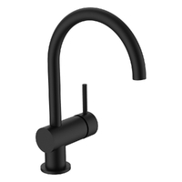 Park Horizontal Sink Mixer - Gooseneck Spout - 4 Star Matt Black (Lf)