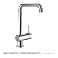 Park Horizontal Sink Mixer - Squareline Spout - 4 Star Matt White &amp; Chrome (Lf)