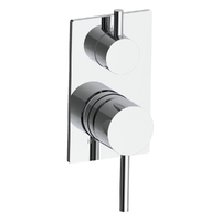Park Rotary Diverter Wall Mixer - Solid Rectangular Plate Chrome