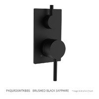 Park Rotary Diverter Wall Mixer - Solid Rectangular Plate Brushed Black Sapphire Trim Kit