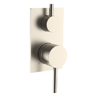 Park Rotary Diverter Wall Mixer - Solid Rectangular Plate Brushed Nickel Trim Kit