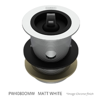 40 X 80 Bath Or Basin Waste With Overflow &amp; Rubber Stopper Matt White