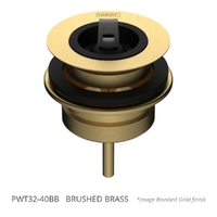 2 Part Tapered Basin Waste With 32Mm Top, 40Mm Bsp Base, &amp; Rubber Stopper Brushed Brass