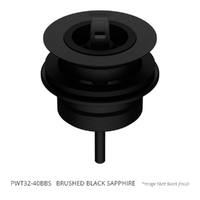2 Part Tapered Basin Waste With 32Mm Top, 40Mm Bsp Base, &amp; Rubber Stopper Brushed Black Sapphire