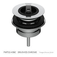 2 Part Tapered Basin Waste With 32Mm Top, 40Mm Bsp Base, &amp; Rubber Stopper Brushed Chrome