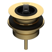 2 Part Tapered Basin Waste With 32Mm Top, 40Mm Bsp Base, &amp; Rubber Stopper Brushed Gold