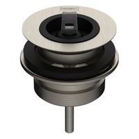 2 Part Tapered Basin Waste With 32Mm Top, 40Mm Bsp Base, &amp; Rubber Stopper Brushed Nickel