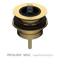 2 Part Tapered Basin Waste With 32Mm Top, 40Mm Bsp Base, &amp; Rubber Stopper Gold