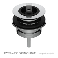 2 Part Tapered Basin Waste With 32Mm Top, 40Mm Bsp Base, &amp; Rubber Stopper Satin Chrome