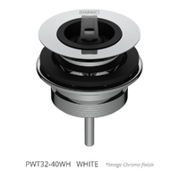 2 Part Tapered Basin Waste With 32Mm Top, 40Mm Bsp Base, &amp; Rubber Stopper  White