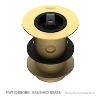 32 X 80 Tapered Basin Waste With Overflow &amp; Rubber Stopper Brushed Brass