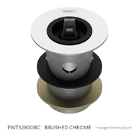 32 X 80 Tapered Basin Waste With Overflow &amp; Rubber Stopper Brushed Chrome