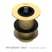 32 X 80 Tapered Basin Waste With Overflow &amp; Rubber Stopper Gold