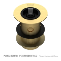 32 X 80 Tapered Basin Waste With Overflow &amp; Rubber Stopper Polished Brass