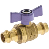 Watermarked Ball Valve Press Fit Butterfly Handle DN15 X DN15 Lilac Lead Free