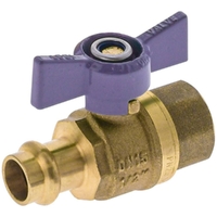 Watermarked Ball Valve Press Fit Butterfly Handle DN20 X 20FI Lilac Lead Free