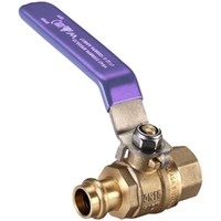 Watermarked Ball Valve Press Fit Lever Handle DN40 X 40FI Lilac Lead Free