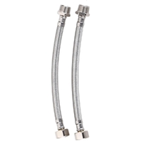 LF 1/2" M/F 8mm PEX CORE FLEXIBLE MIXER HOSE EXTENSIONS 225mm S/S
