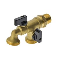 20MI X 25MI Dual Outlet Garden Tap Brass 